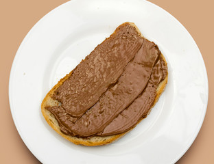 Sandwich with Chocolate Paste Isolated