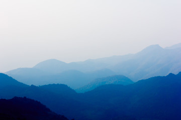 Fototapeta premium Silhouette view of mountains.