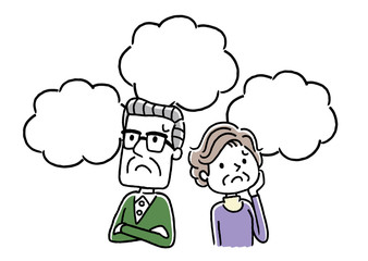 シニア夫婦：不安、心配、老後
