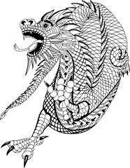 Chinese dragon. Hand drawn patterns for coloring. 