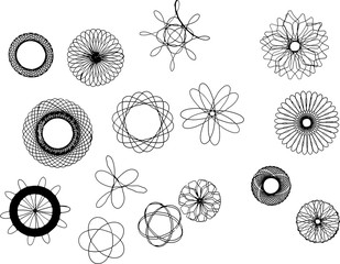 Round symmetrical patterns. Hand drawn patterns for coloring. 