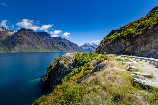 Scenic drive along coast of glenorchy queenstown, South Island, NZ