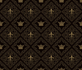 Seamless Damask Wallpaper Vector Art