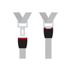 open and fastened seat belts icon- vector illustration