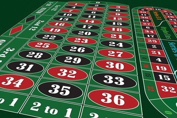 European Roulette Table perspective raster illustration