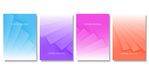 Obraz na płótnie Canvas Set of Vector Geometric Colorful Templates. Abstract Three Dimensional Pleated Paper Texture with Gradient Effect. Applicable for Web Background, Banners, Posters and Fliers.
