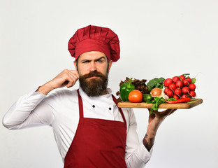 Healthy nutrition and cuisine concept. Man with beard