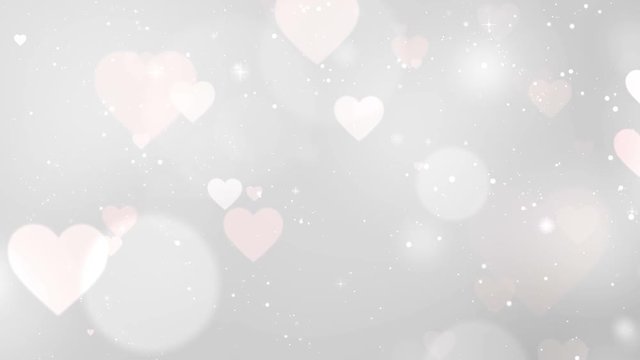 White hearts Valentine background, looped.