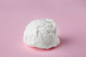 Ice cream ball on color background