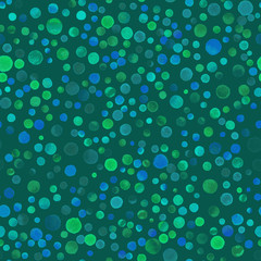 Watercolor confetti seamless pattern. Hand painted sublime circles. Watercolor confetti circles. Green scattered circles pattern. 109.