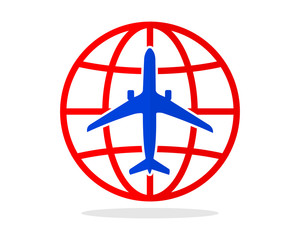 Fototapeta premium globe plane airport flight airline airway image symbol icon