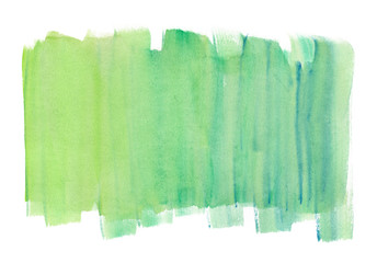 Bright green horizontal gradient painted in watercolor on clean white background