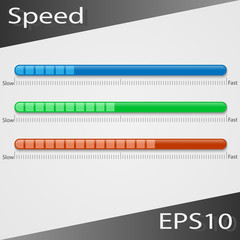 Speed status bar. Set of color vector speed bands.