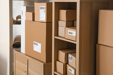 Parcels ready for shipment to customer, indoors