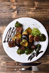 Table served for one in restaurant or cafe.