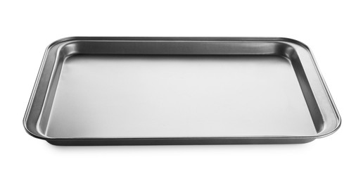 Empty baking sheet for oven on white background