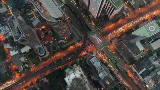 central business area of Bangkok aerial in 4k