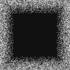 Round gold glitter. Chaotic border with round gold glitter on black background. Fair Vector illustration.