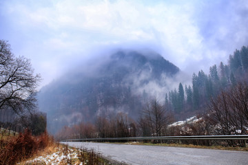 View of road in mountain countryside