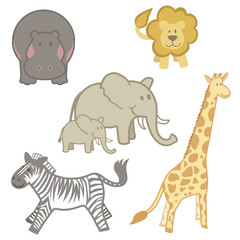 Set of Zoo Animals from Africa