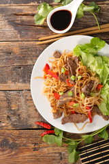 fried noodles with beef and vegetable