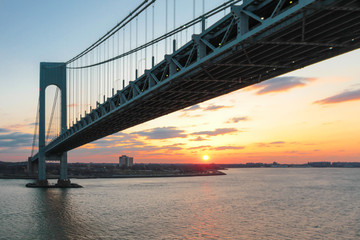 The Verrazano-Narrows  Bridge, taken at sunrise on a early sailing