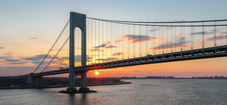 The Verrazano-Narrows  Bridge, taken at sunrise on a early sailing