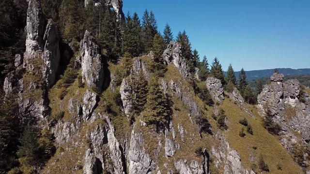 Flying inside Vratna Valley canyon, Mala Fatra mountain range, Slovakia