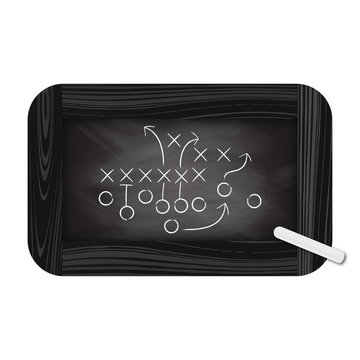 American football strategy on blakcboard with chalk Vector Football Play. Football America. NFL American football formation tacticson. American football field tactics. Touchdown.