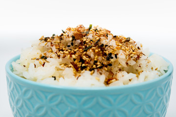 white rice with sesame isolated on background