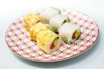 Japanese food Sushi Roll Maki of Salmon and avocado