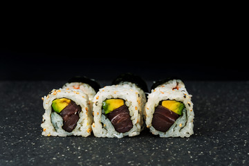 Japanese food Sushi Roll Maki of Salmon and avocado
