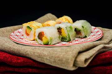 Japanese food Sushi Roll Maki of Salmon and avocado