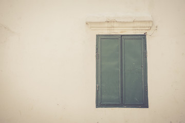 old wood window on wall