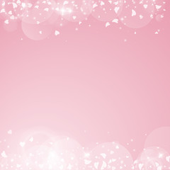 Falling hearts valentine background. Borders on pink background. Falling hearts valentines day unequaled design. Vector illustration.