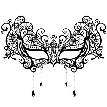 Beautiful lace masquerade mask isolated on white background