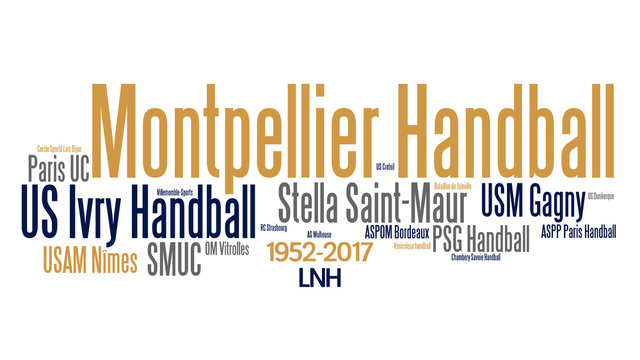 Handball Inspired Word Cloud French League Winners from 1952 to 2017 Font Size 
 for Each Team Proportional to Numbers of Victories