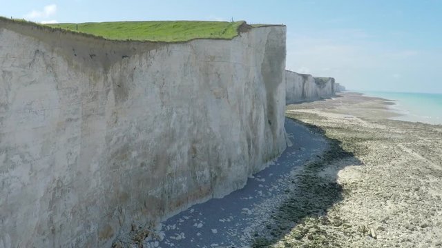 Amazing French cliff with sun at ault by drone