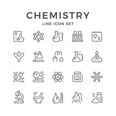 Set line icons of chemistry