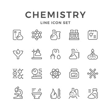 Set line icons of chemistry