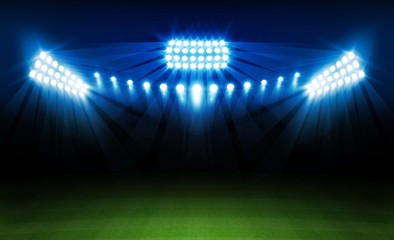 Obraz na płótnie Canvas Football arena field with bright stadium lights vector design. Vector illumination