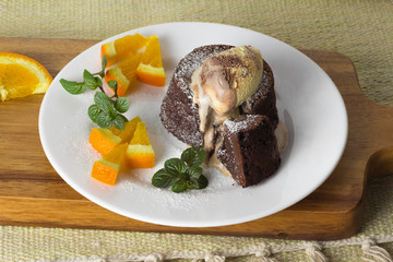 chocolate fondant on a plate