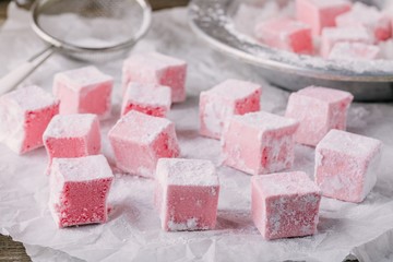 Homemade rosewater marshmallows