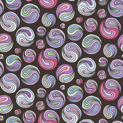 Seamless doodle print of moons or ing-yang