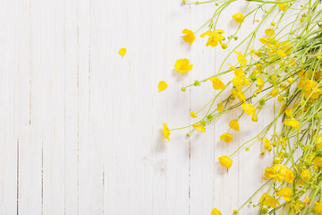 summer flowers on wooden background