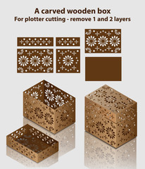 Carved wooden box. For plotter cutting - remove 1 and 2 layers