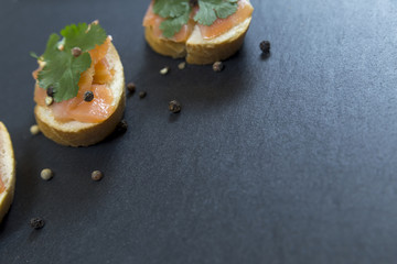 Baguette with salmon and parsley