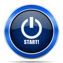 Start vector icon. Modern design blue silver metallic glossy web and mobile applications button in eps 10