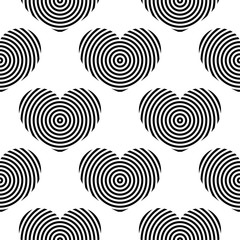 Hearts as seamless pattern. Black and white romantic background