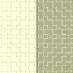 Olive green geometric ornaments. Set of seamless patterns